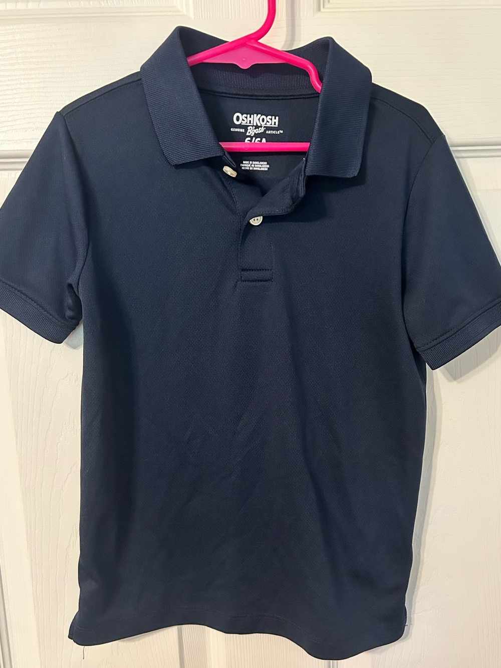 Boys, OshKosh B'gosh, Solid Navy Blue Short Sleeve Polo, Size 6